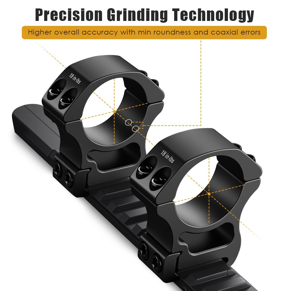 2Pcs Scope Rings 30mm Diameter for 20mm Rails Includes Four additilonal screws