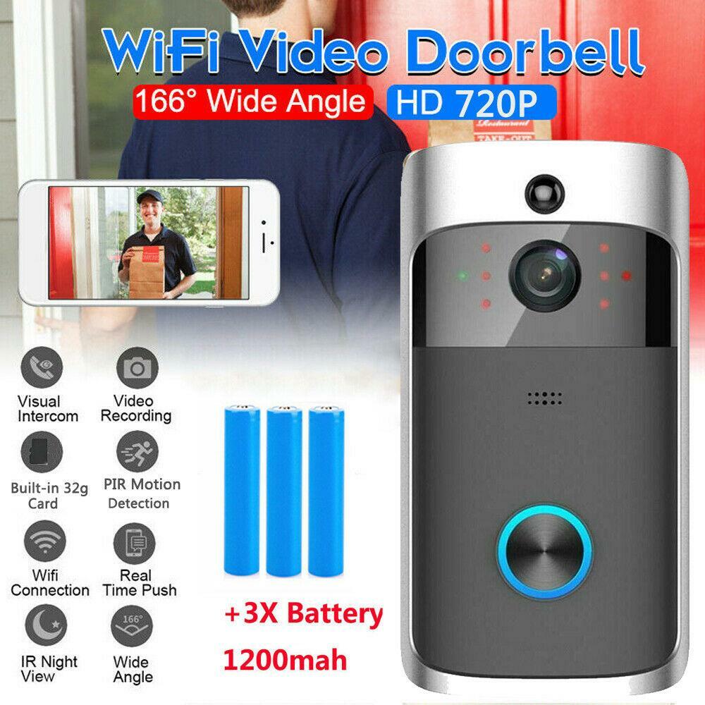 Wireless WiFi Video Doorbell 720P Smart Door Ring Intercom Security Camera Bell