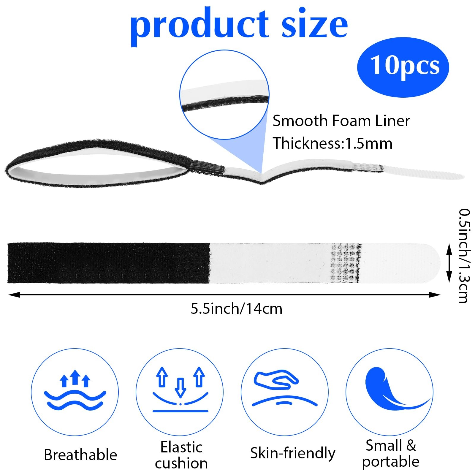 10 Pack Hook and Loop Finger Wrap, Washable and Reusable Buddy Straps for Finger