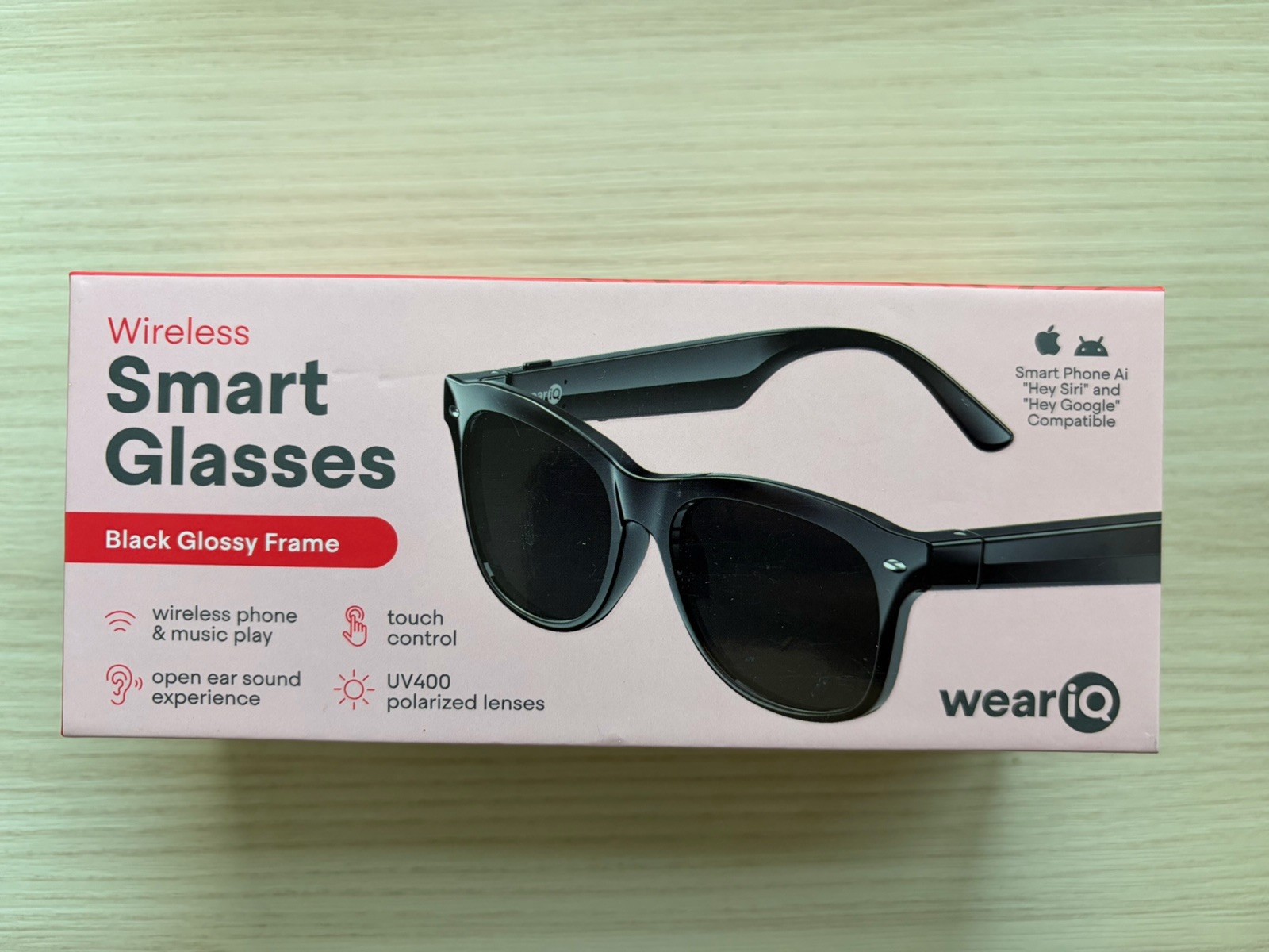 New WeariQ Wireless Smart Glasses Bluetooth, Black Polarized Lenses,