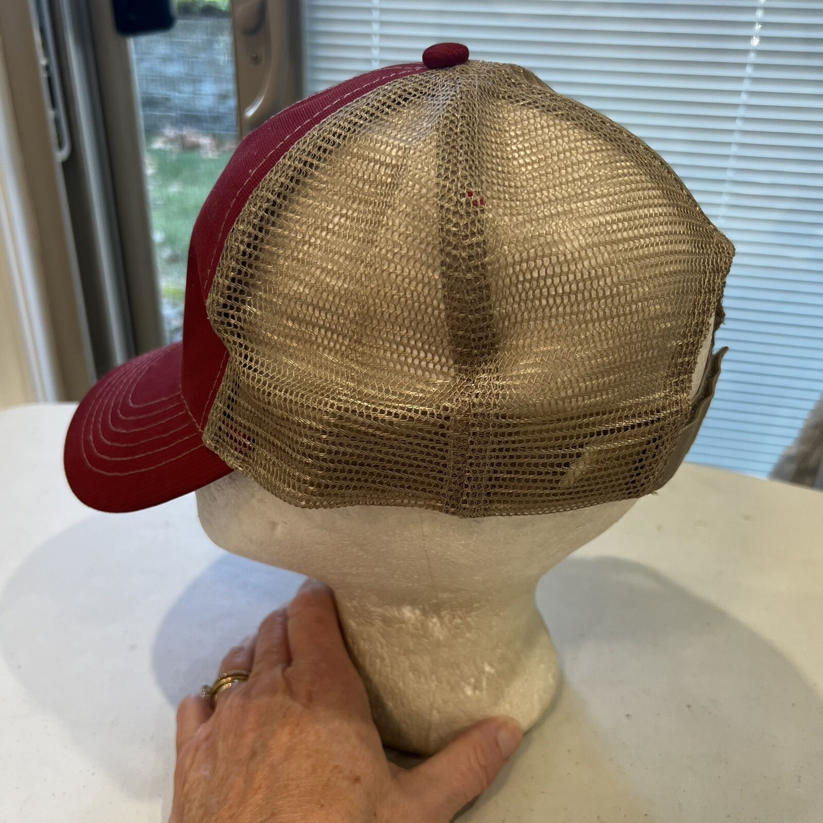 Mycogen Seed in Black on Red Gray Mesh Trucker Hat Cap Hook Loop EUC