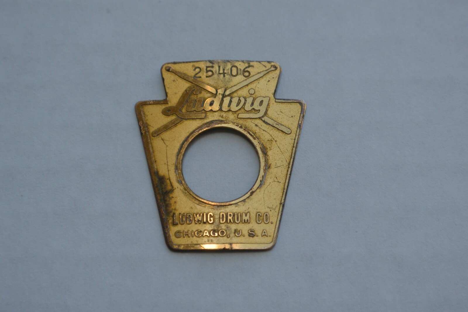 1964 LUDWIG small KEYSTONE BADGE for YOUR BEATLES ERA SNARE TOM or DRUM SET! R64