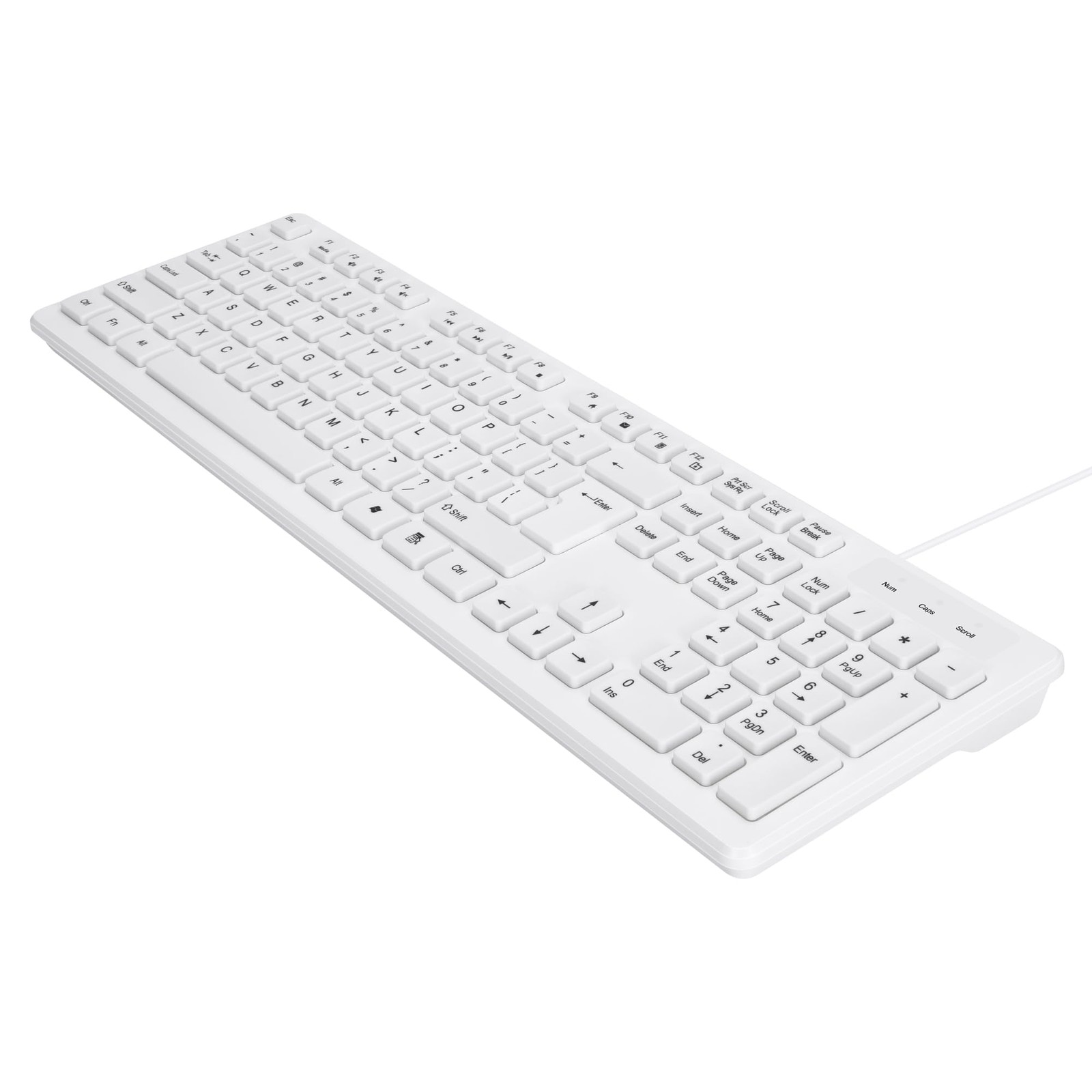 MCSaite Wired White USB 104 Keys Computer Keyboard Stands Waterproof US Layout