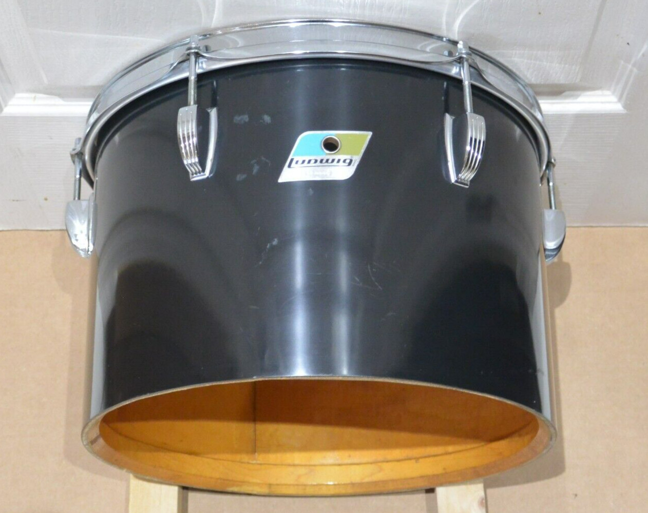 1970's LUDWIG Chicago 13" 3-ply BLACK CORTEX CONCERT TOM for YOUR DRUM SET! i751
