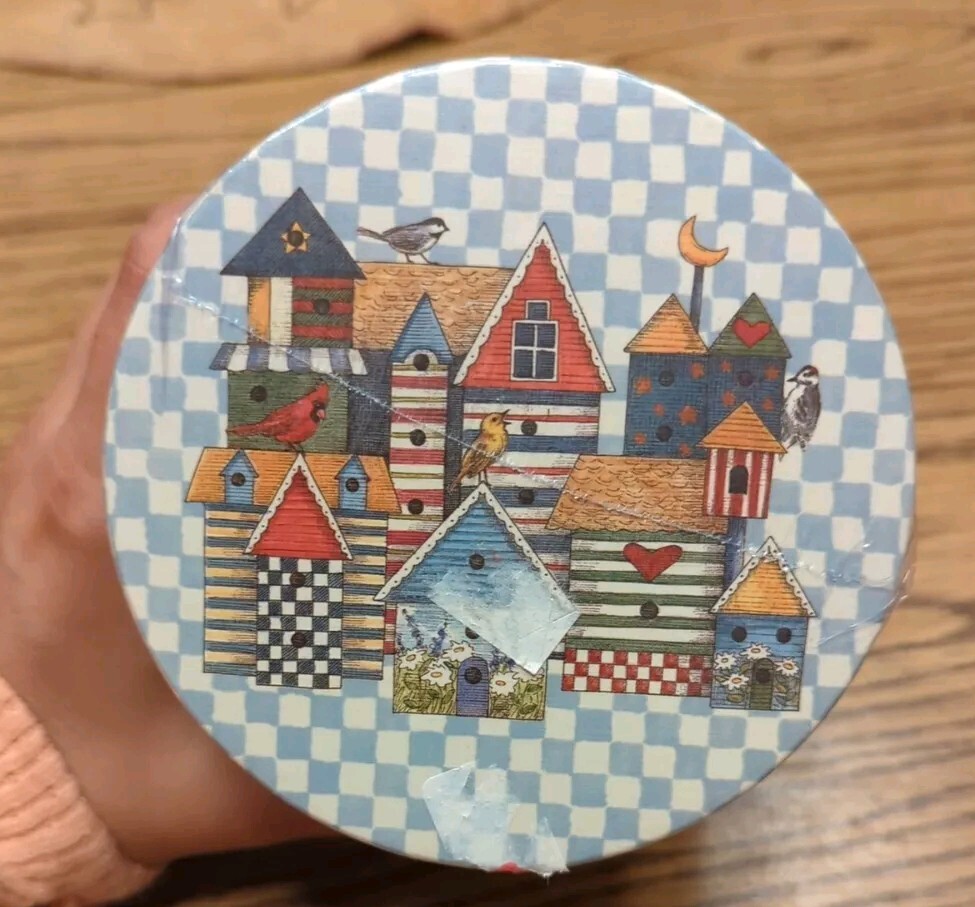 New Lang Candle Topper Large New Sealed Birdhouse Patchwork Candles 2 7/8" D