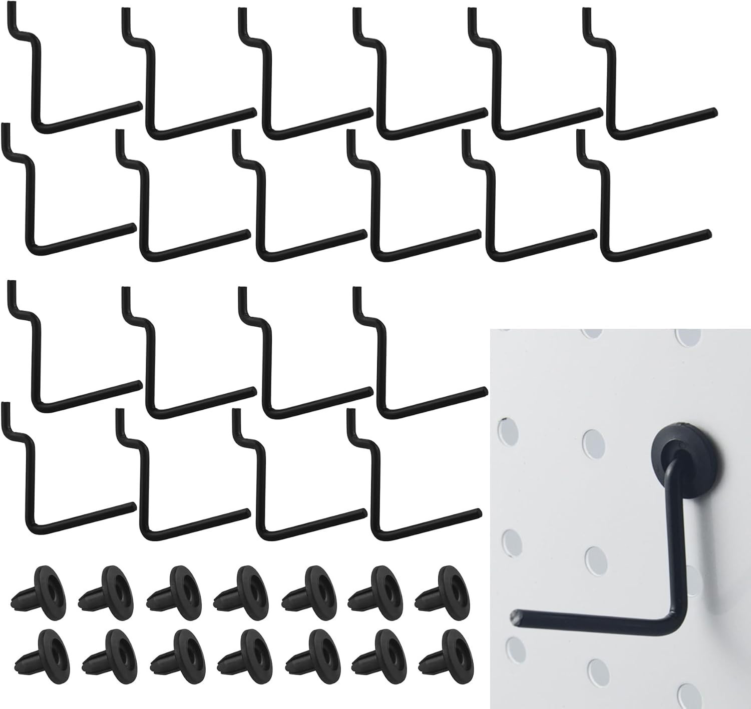 Pegboard Hooks Accessories - 20 Set Plier Holders L Type Hooks Fit 1/4 Pegboa...