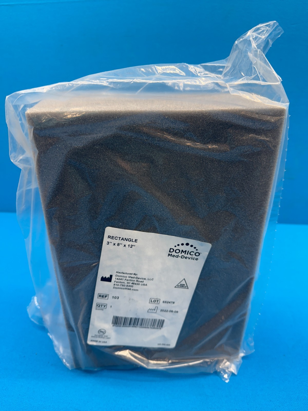 Domico Med-Device 103 3" x 8" x 12" Open Cell Foam Positioning Rectangle