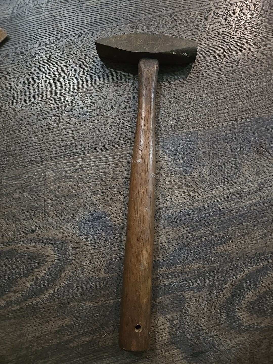Very Old Vintage Tack Upholstery Hammer Wooden Handle, 12” Length