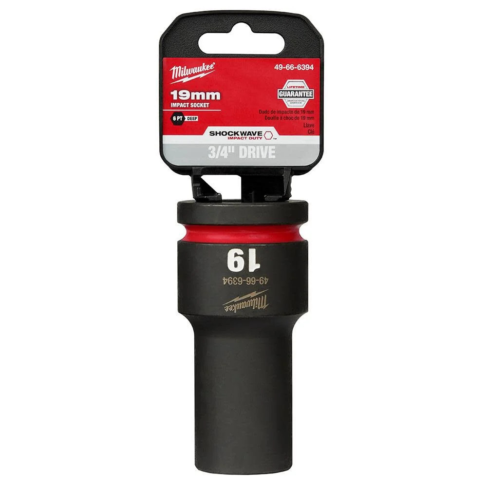 Milwaukee Shockwave Impact Duty Socket 3/4In Drive 19Mm Deep 6 Point