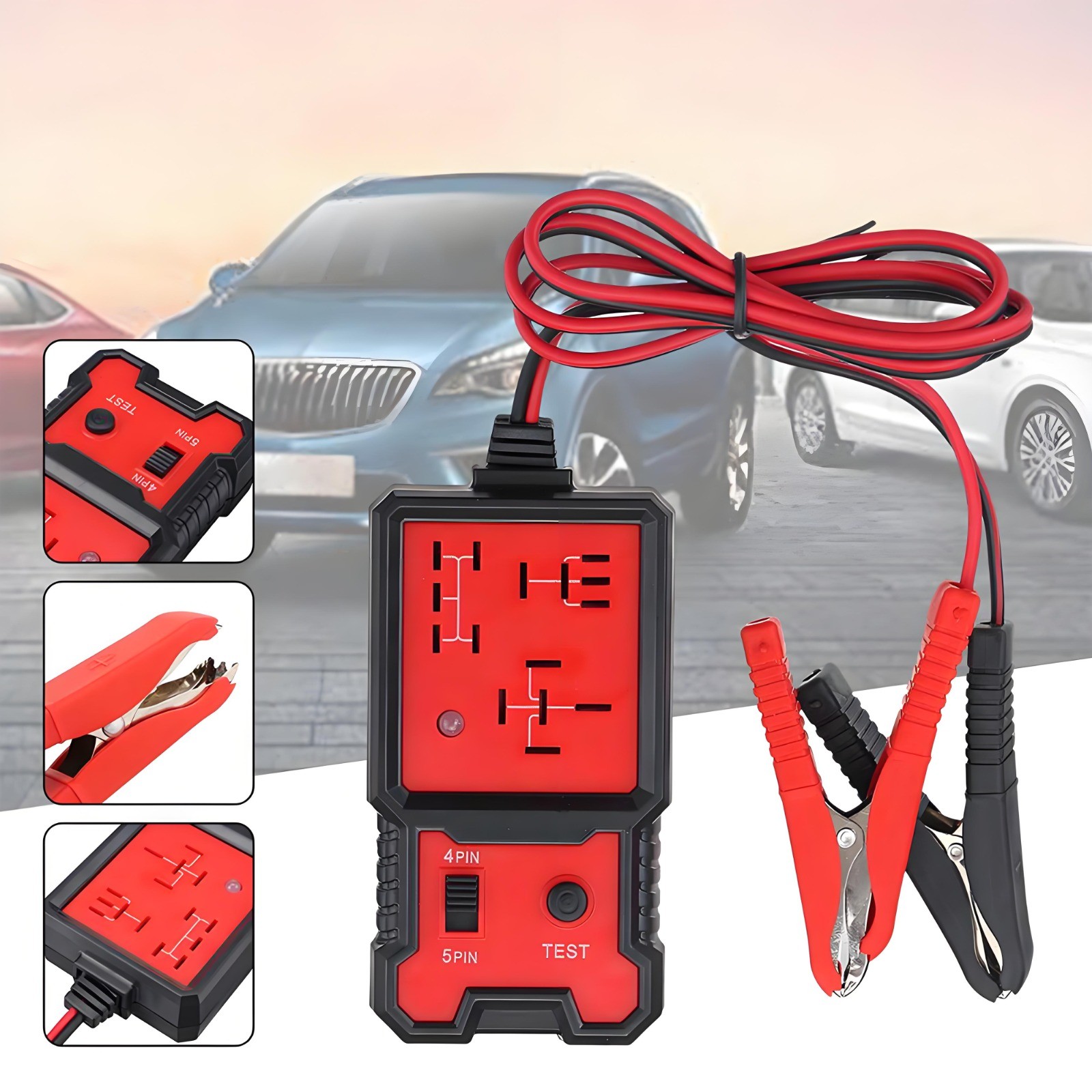 4 + 5 Pin 12V Relay Tester w/ Battery Clips For Car-Professional Auto Automotive