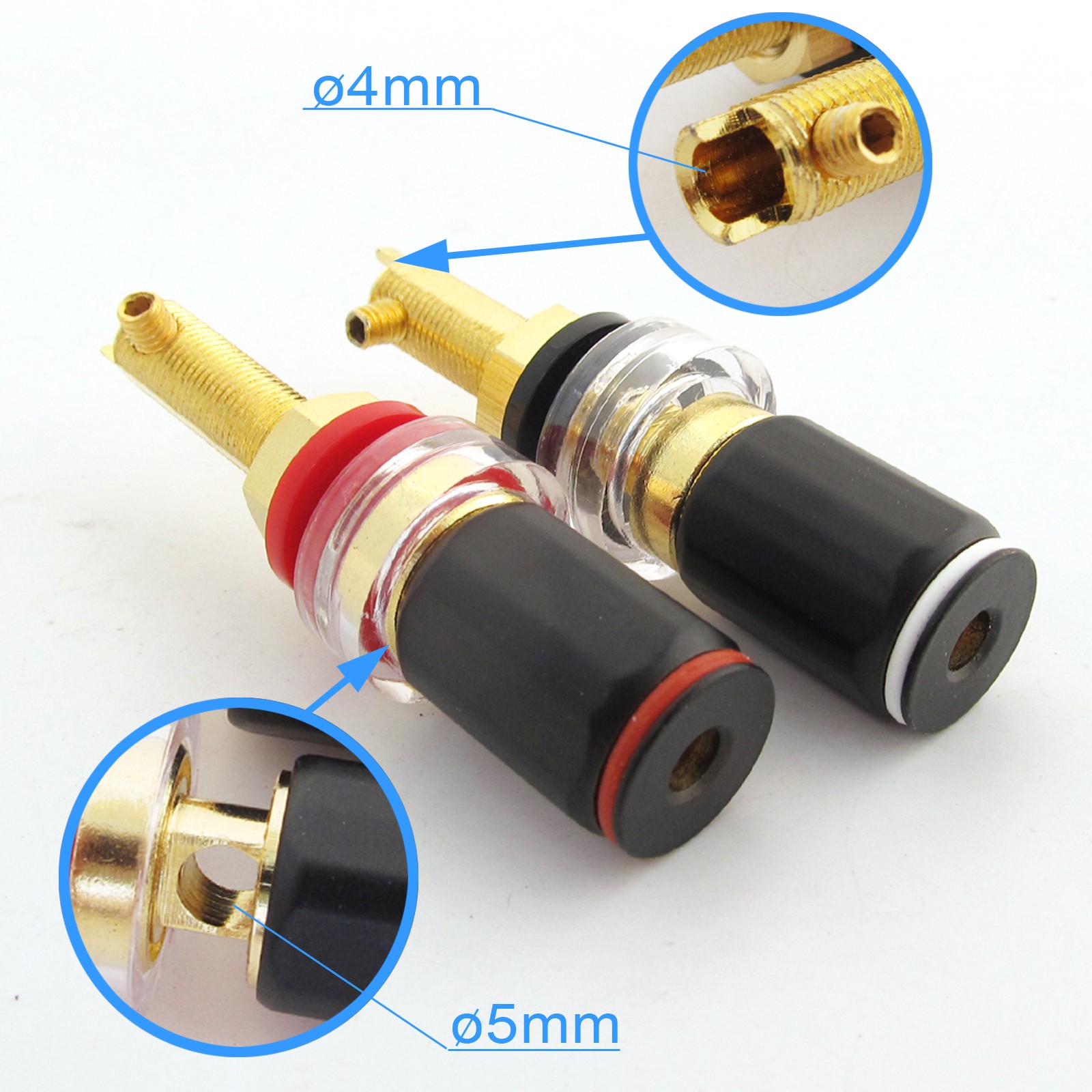 4pcs High Quality Pure Copper HiFi Amplifier Speaker Terminal Binding Post 65mm