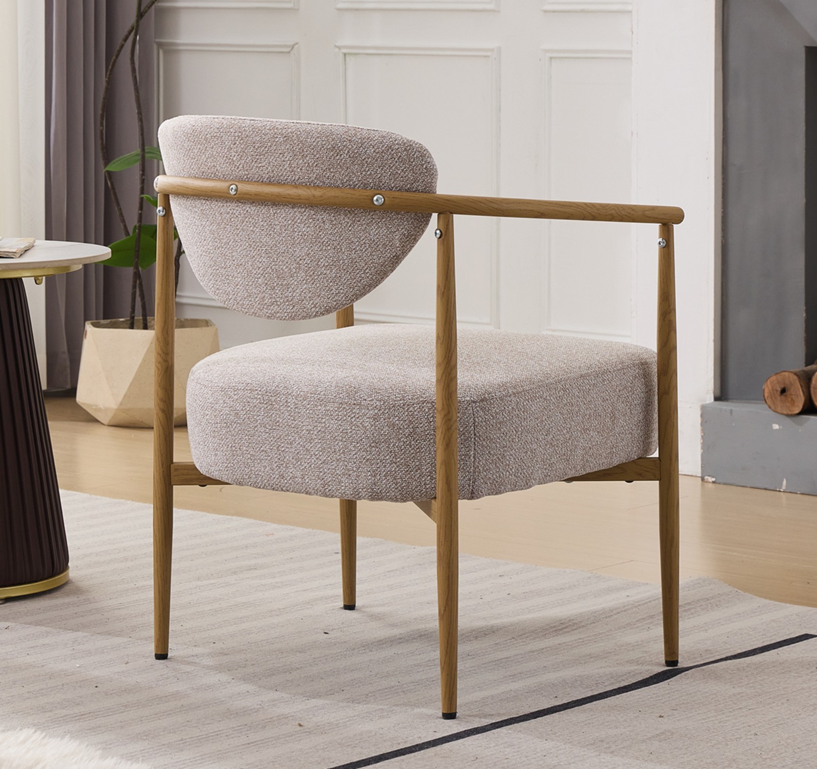 Soft Woven Fabric Chair Set with Foam & Metal Frame