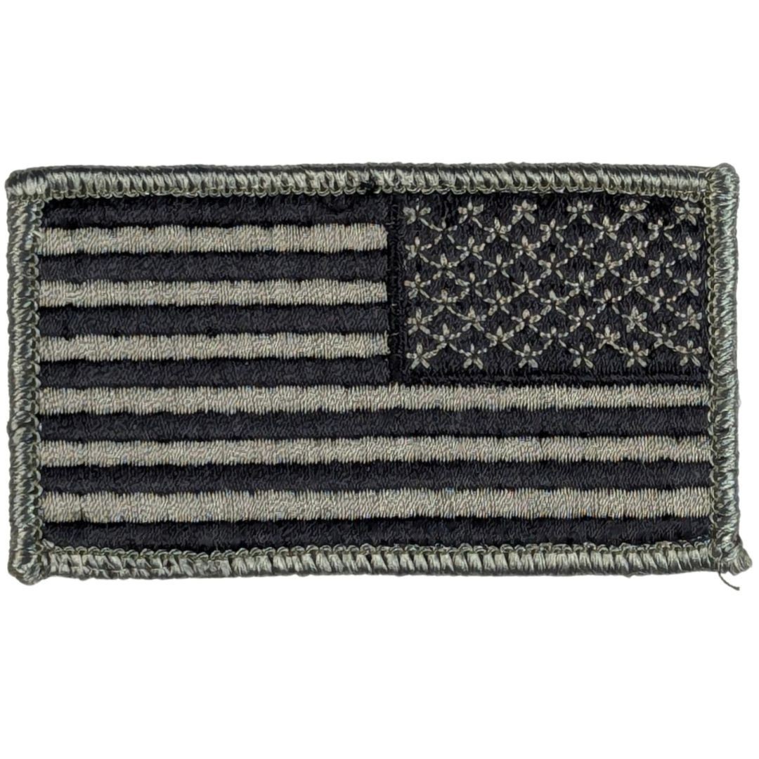 Reverse American Flag Patch; Subdued UCP/ACU Foliage Green; Hook Fastener Patch