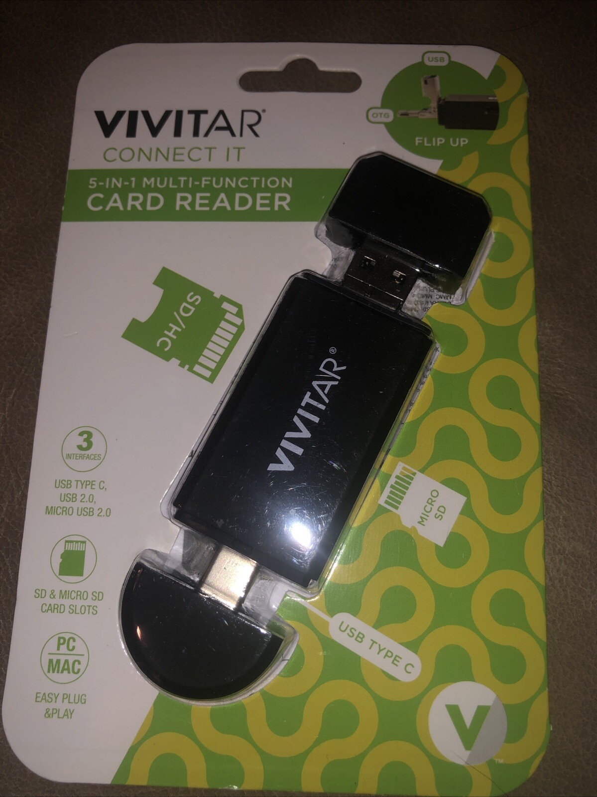 2 Vivitar Connect It 5 in 1 Multi Function Card Readers OTG USB USB-C Micro SD +