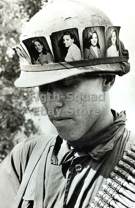 WW2 Picture Photo Vietnam war helmet with photo cards 6272