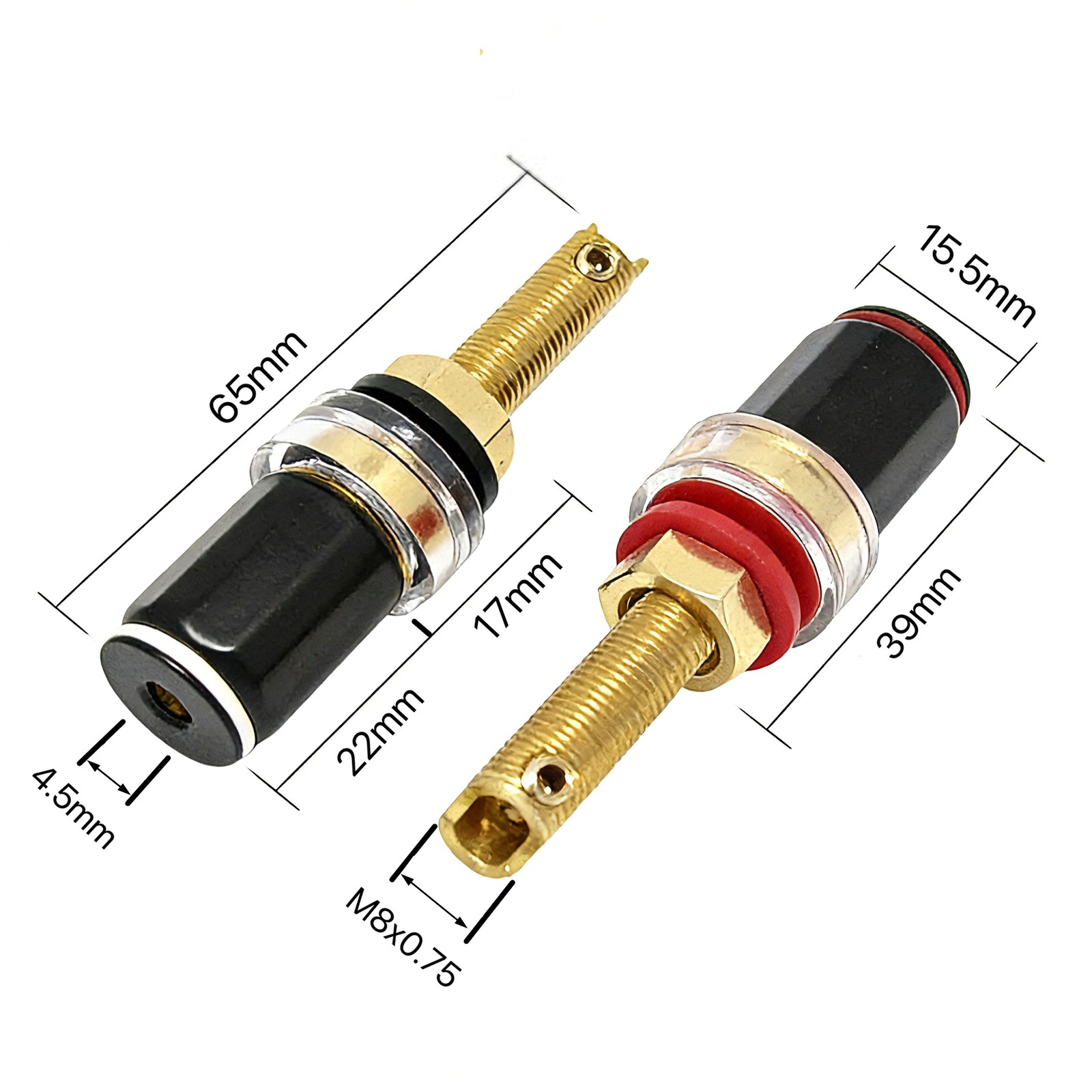 4pcs High Quality Pure Copper HiFi Amplifier Speaker Terminal Binding Post 65mm