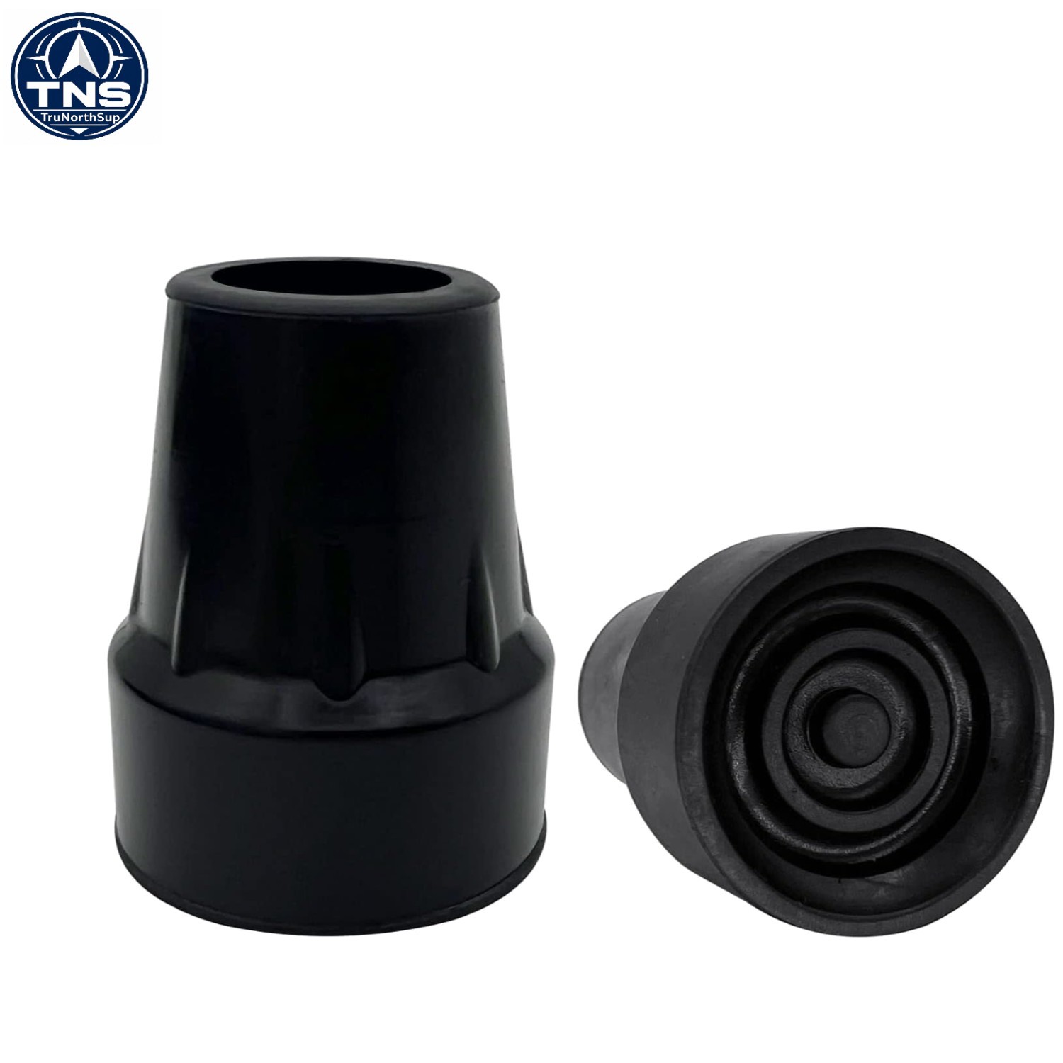 Replacement Cane Tips 7/8 inch Pack of 2 rubber reinforced black fits crutches