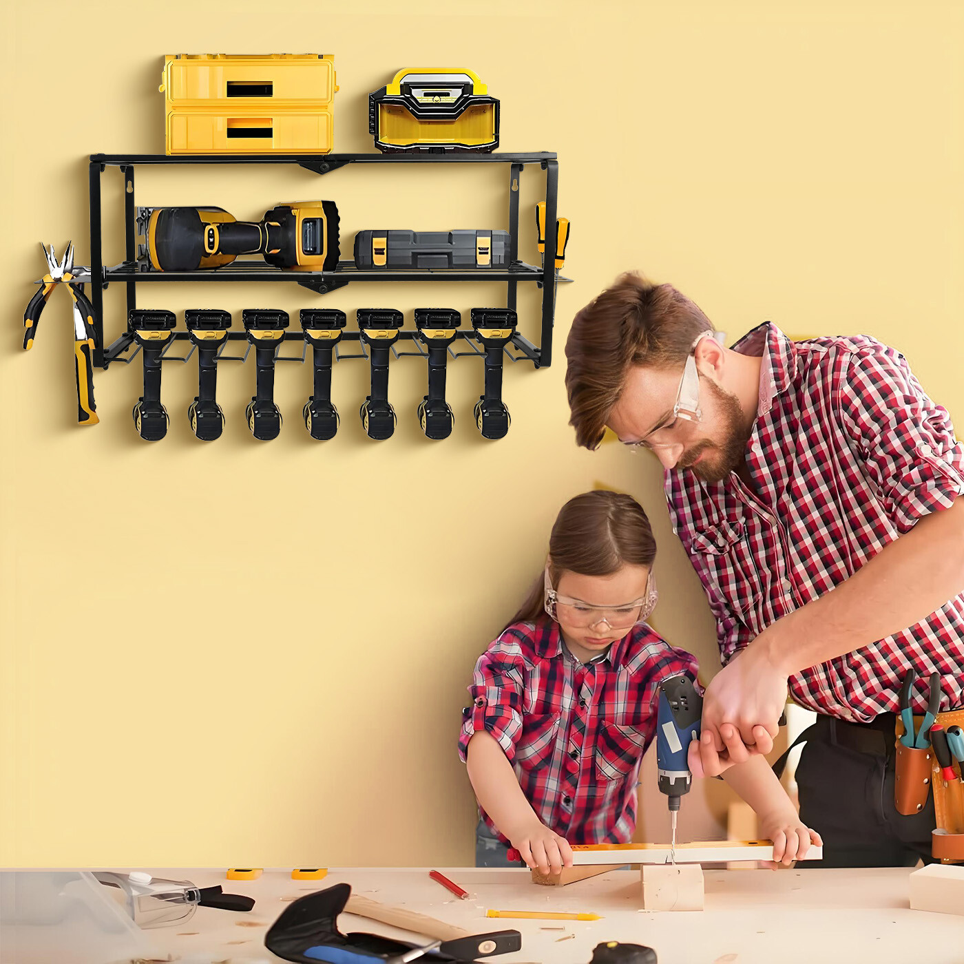 Power Tool Storage Organizer Rack Cordless Drill Tools Rack Holder for Workshop