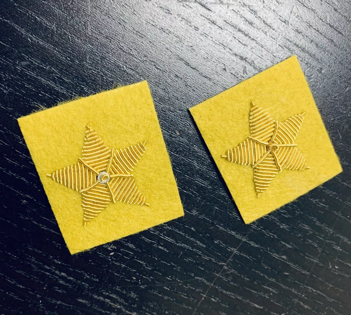 Civil War Confederate Gold Stars - Yellow Background - 1 Star MAJOR pair - New