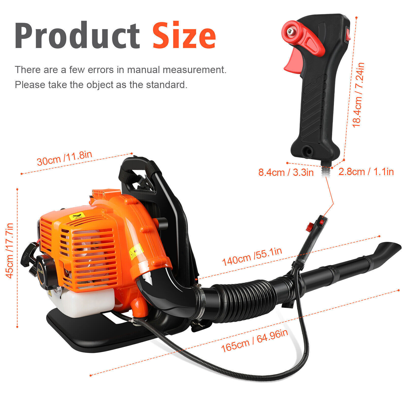 43CC 2-Stroke Gas Leaf Blower Backpack Gas Powered Snow Blower Cordless