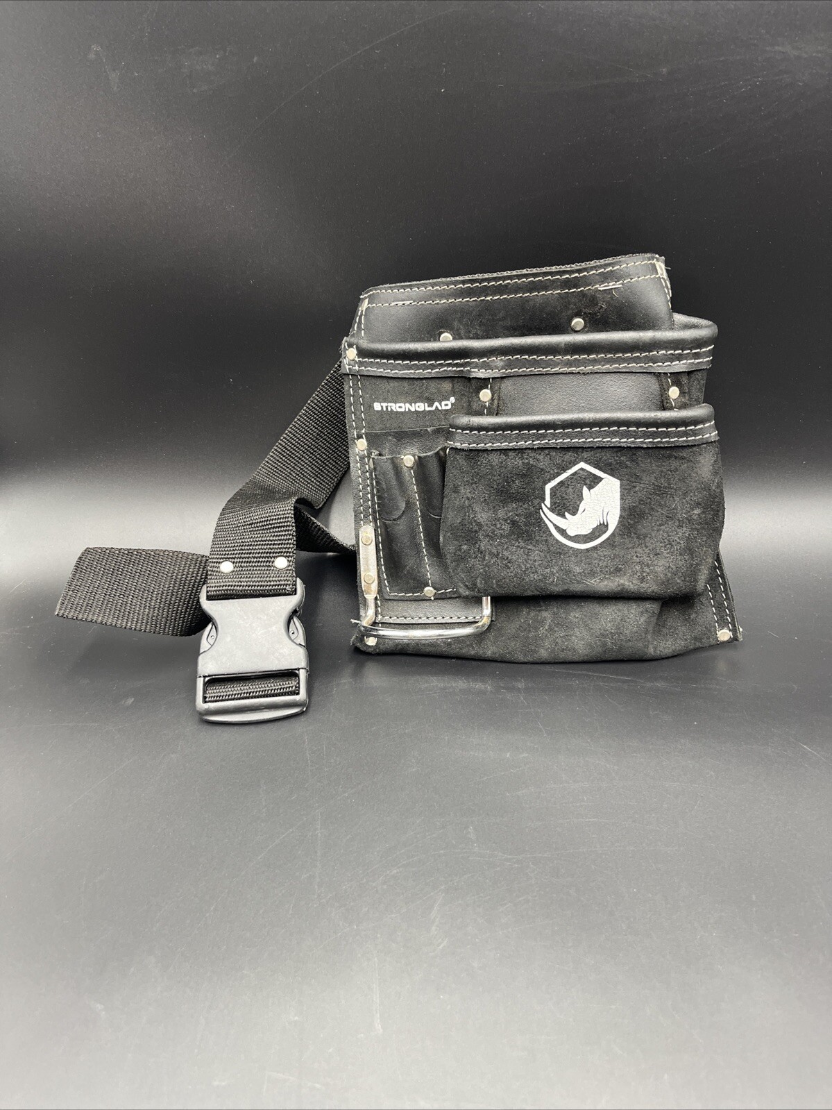 Stronglad Black Leather Toolbelt w/ Adjustable Waist