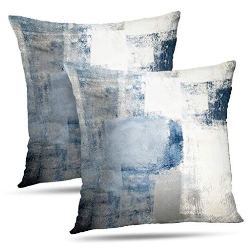 Set of 2 Blue and Grey Art Artwork Contemporary Decorative Gray Home
