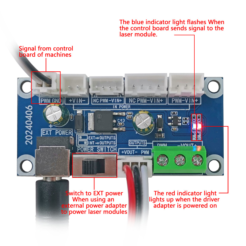Laser Module Interface Adapter Board for CNC Engraver Cutter Machine Controller