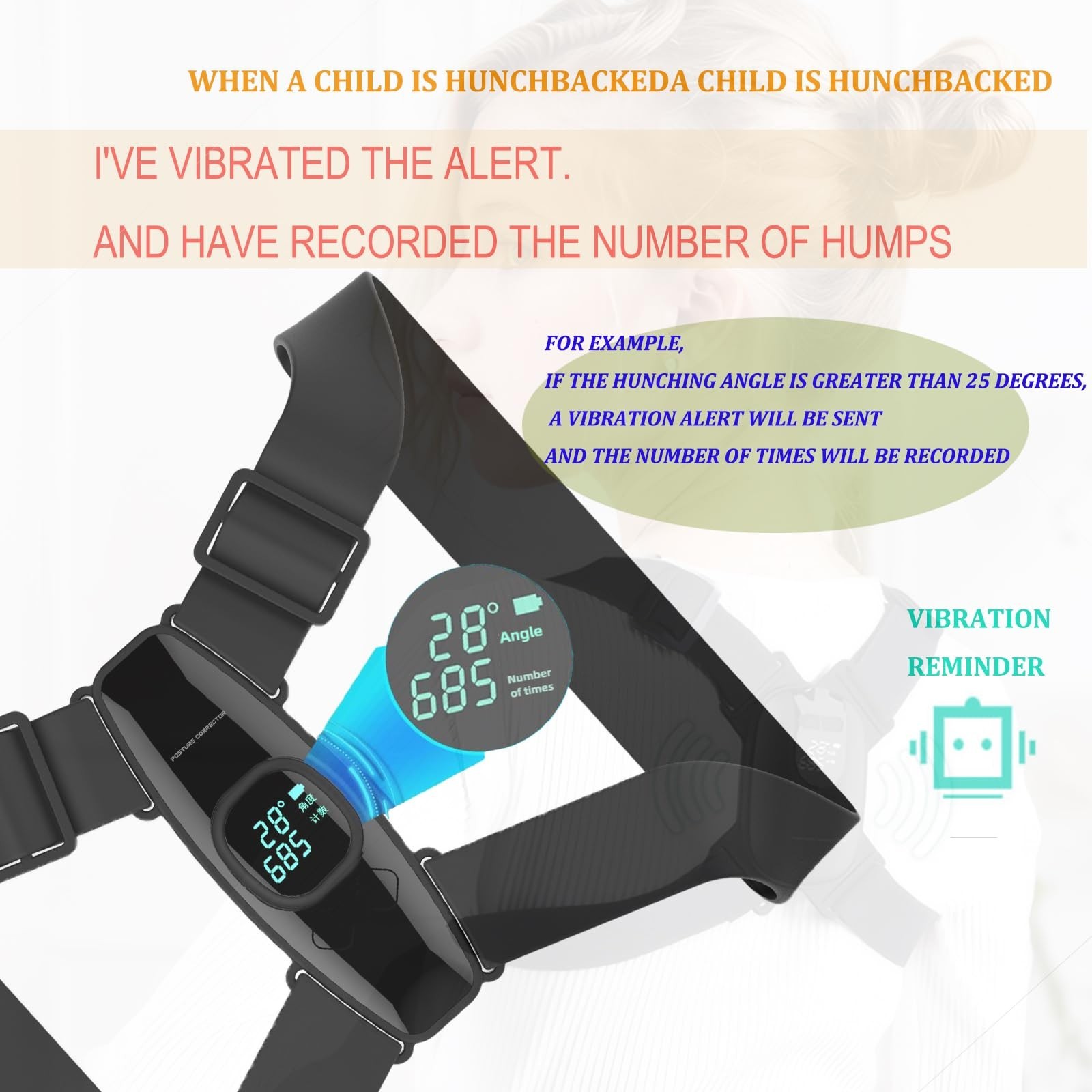Upgraded Smart Posture Corrector Adjustable Posture Correction Angle with Vib...