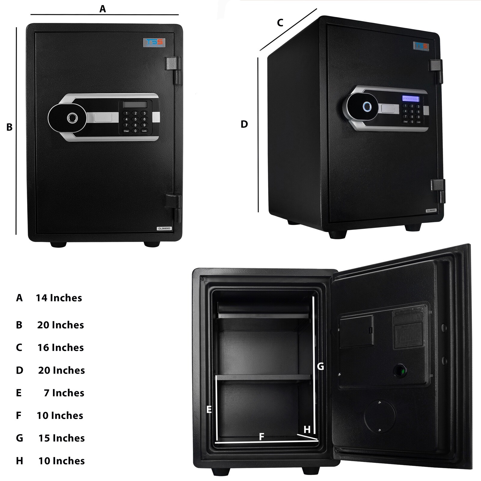 Digital Biometric Fireproof Waterproof Safe Box for Home Office Cash Jewelry