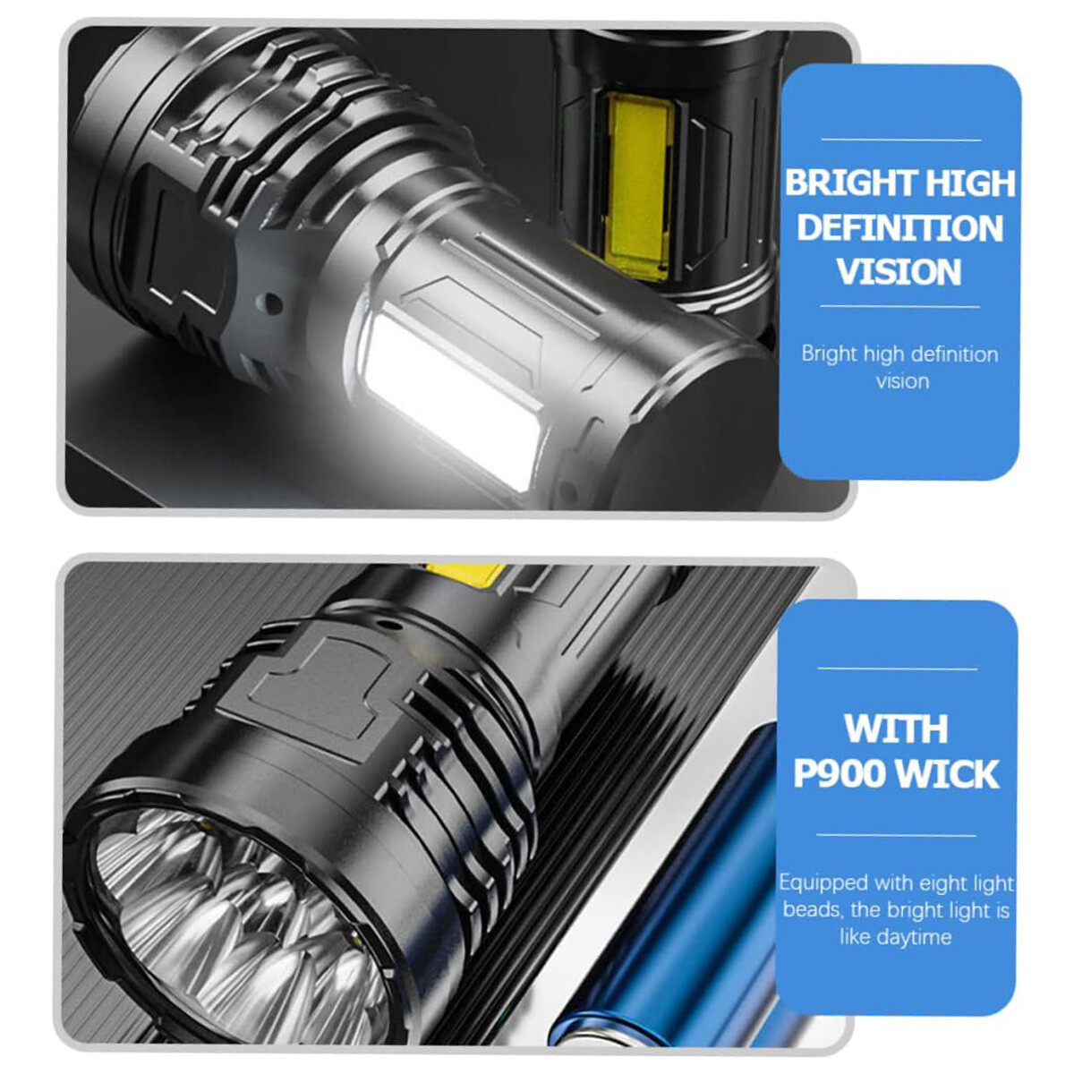 Super Bright 12000000LM Torch 8 LED Flashlight USB Rechargeable Tactical lights