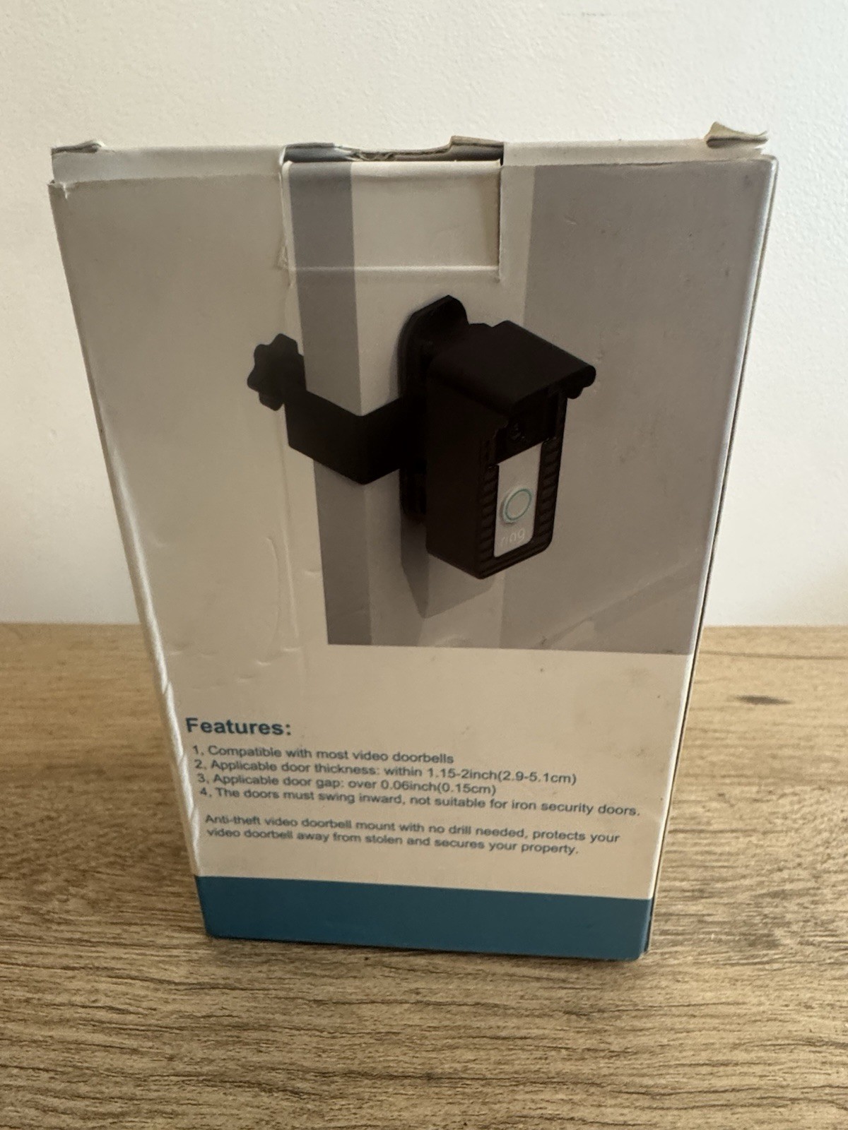 Anti-Theft No Drill Adjustable Angle Doorbell Mount for Ring, Black