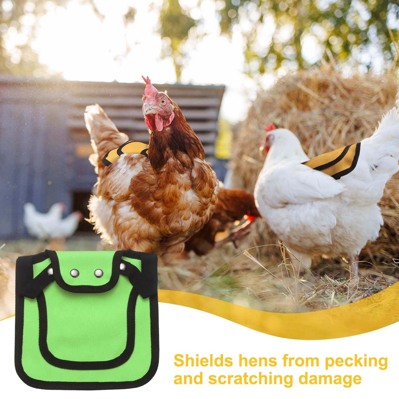 2-Pack Chicken Saddle with Adjustable Strap for Hens [Neon Green]