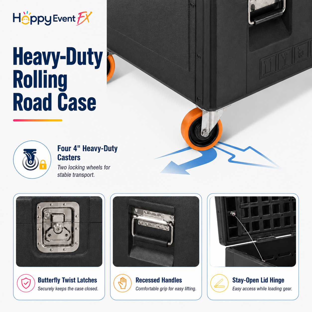 Heavy Duty ATA Rolling Cable Trunk Flight Case for Event Gear