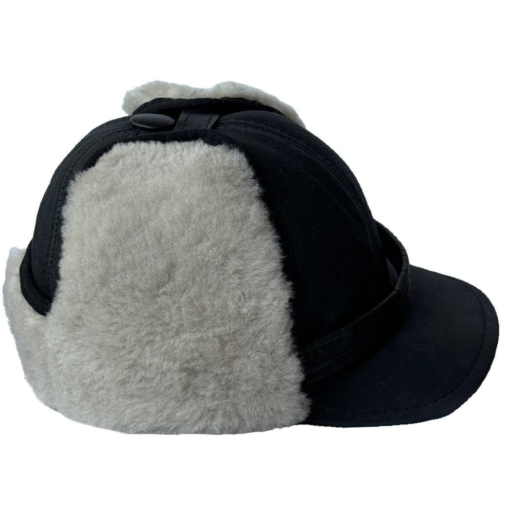 Men's FUR WINTER HAT Sheepskin Shearling LEATHER TRAPPER USHANKA Hat M-XXXL