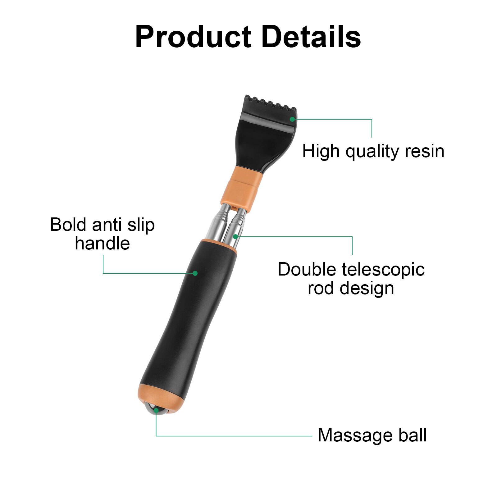 2pcs Extendable Back Scratchers Portable Telescoping Back Massagers 21.6"