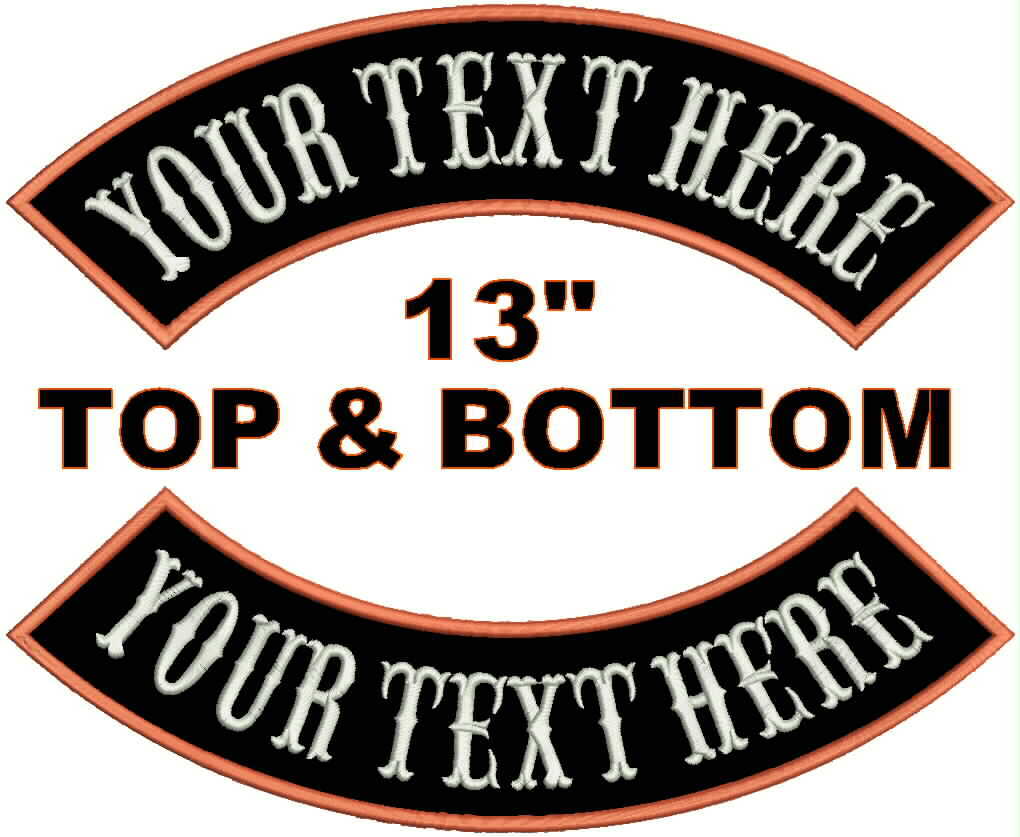 Custom Embroidered 13" Top And Bottom Rocker Biker MC Club Sew on Iron On Patch
