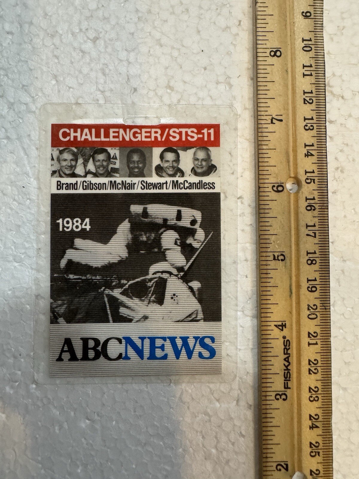 1984 NASA press badge ABC News Space Shuttle Challenger