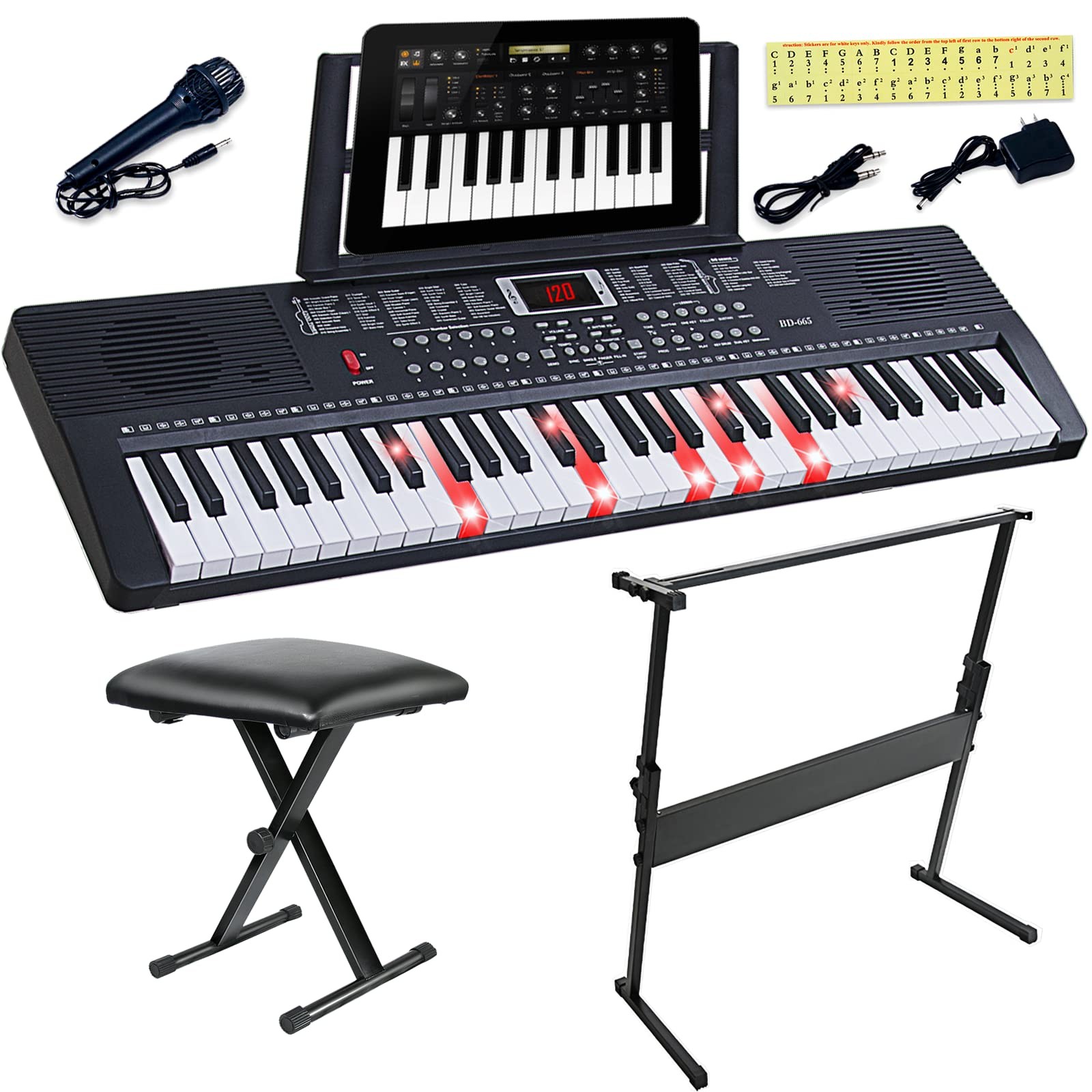 IMGZAR 61 Key Keyboard Piano for Beginners with Lighted Keys & Pro Teaching M...