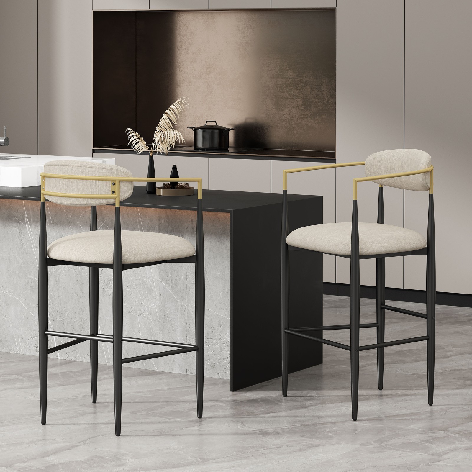 Set of 2 Barstools, 30 inch Counter Height Stools with Backs