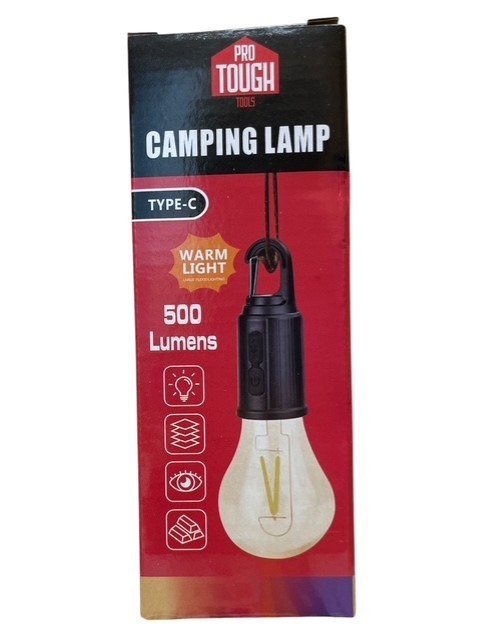 Pro Tough Tools Rechargeable Camping Lamp 500 Lumen Outside Emergency Patio Tent