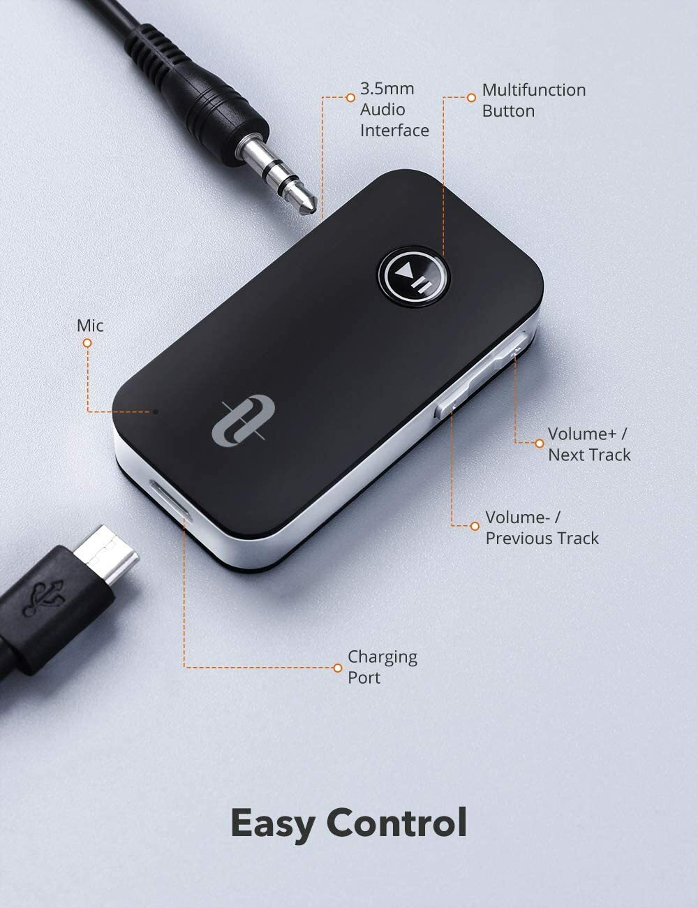 TaoTronics TT-BR05 Bluetooth Receiver/Car Kit, Portable Wireless Audio Adapter