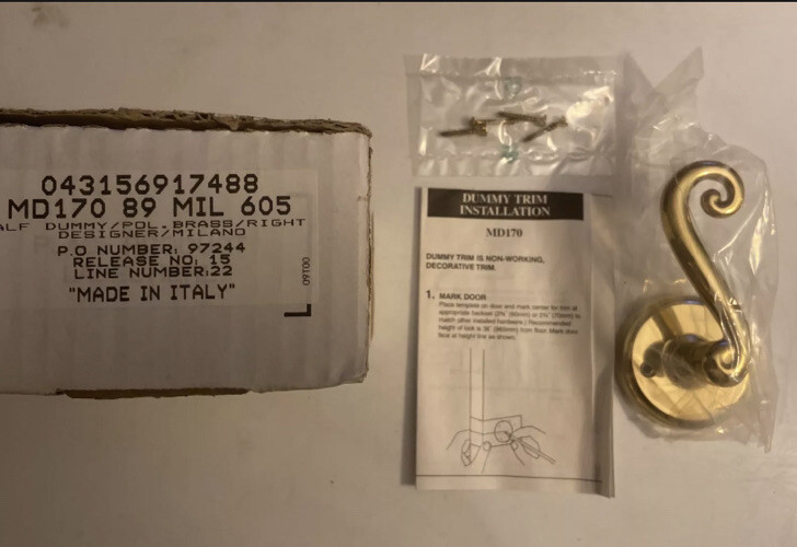 Schlage MD170 89 MIL 605 Dummy/PDL Door Handle Brass Right