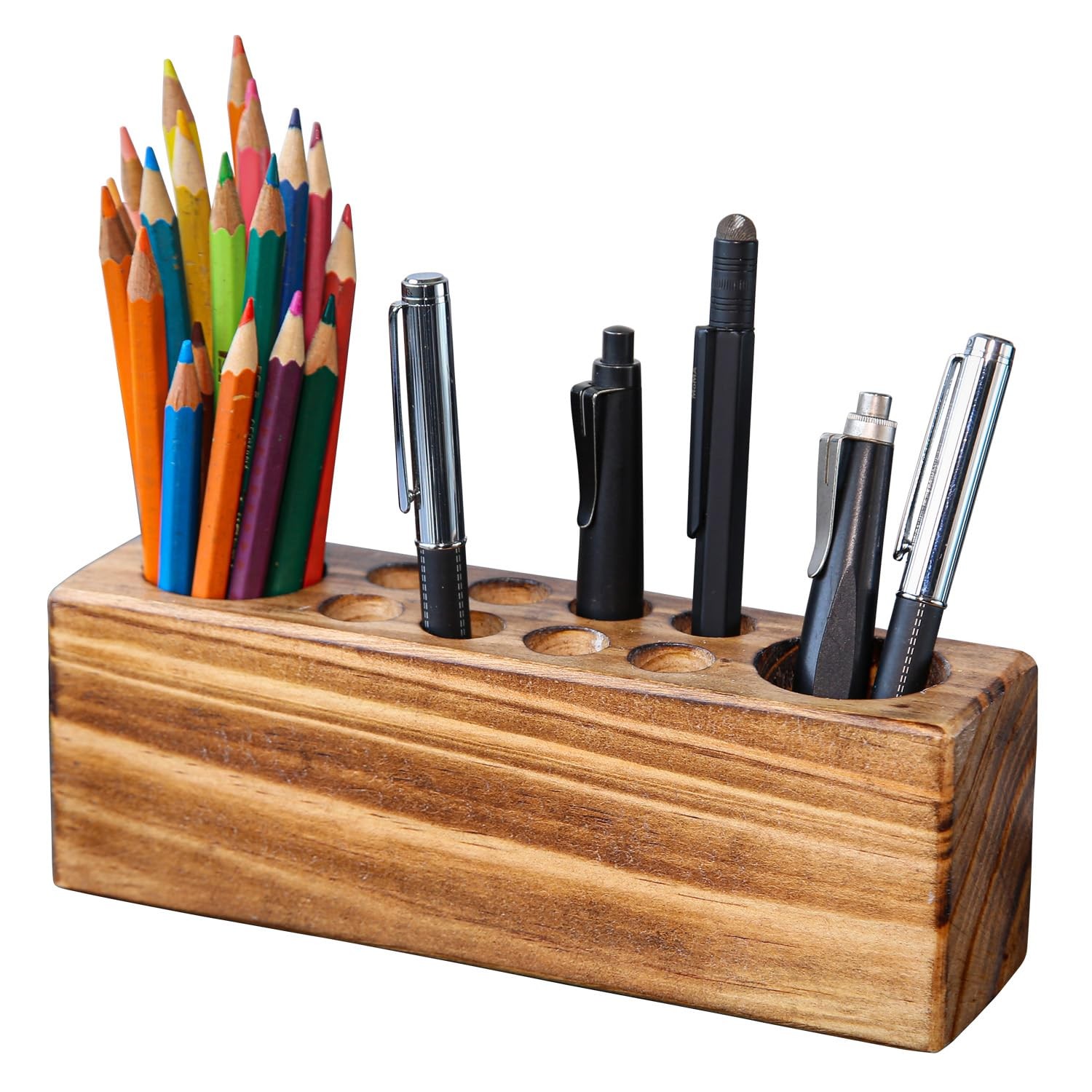 Hoffengwell Solid Wood Pen Holder for Desk – Fountain Pen Holder – Stylish Wo...