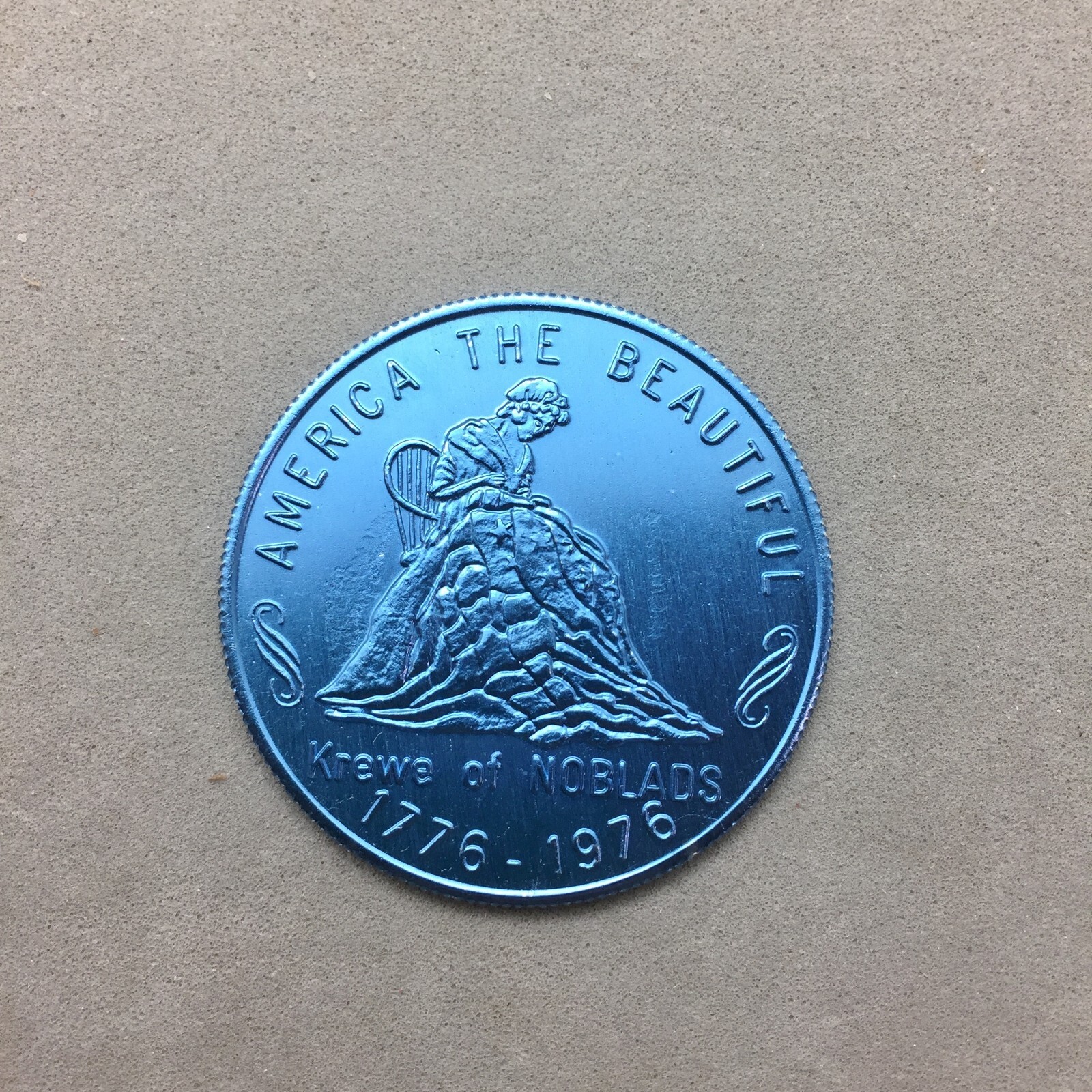 Mardi Gras Vintage Aluminum Doubloon Krewe Noblads 1976 America the Beautiful