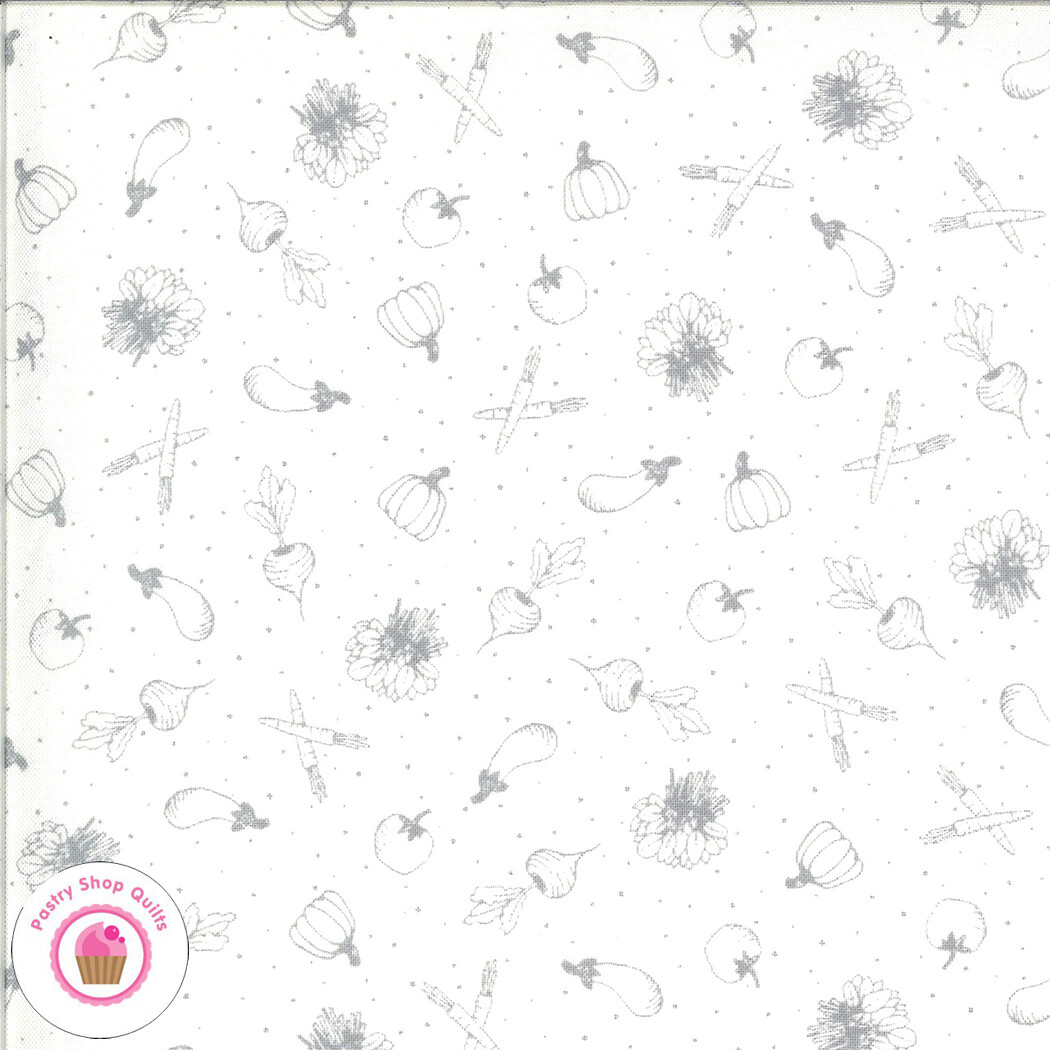 Moda HOMESTEAD 24093 12 White Garden Vegetables APRIL ROSENTHAL Quilt Fabric