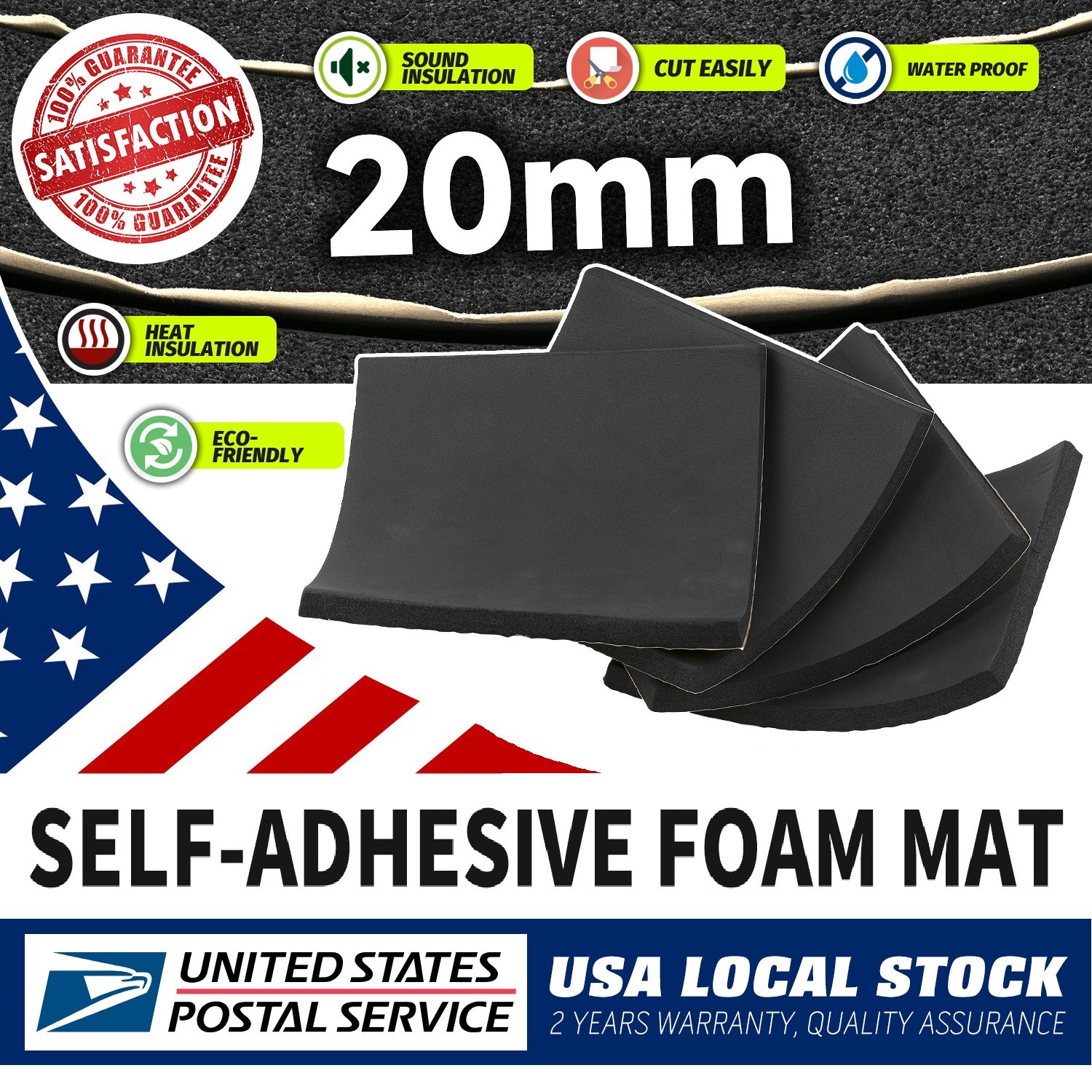 High-Density Adhesive Neoprene Foam Pad for Furniture, Cars & DIY Anti-Vibration