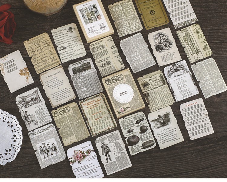 24 pcs Vintage Stickers Pack, Music Notes, magazine, Newspaper, Book, Old Letter