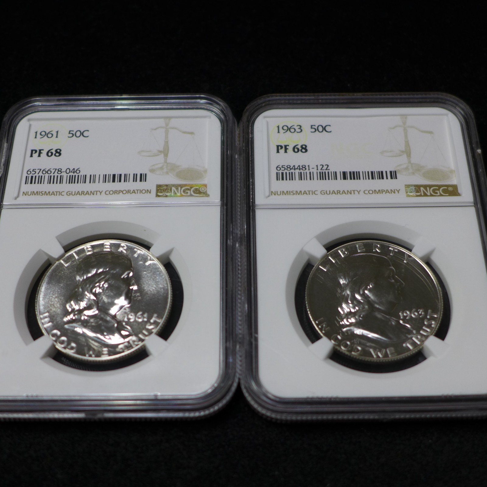 (2) Proof Franklin Half Dollars 1961 & 1963 NGC PF68