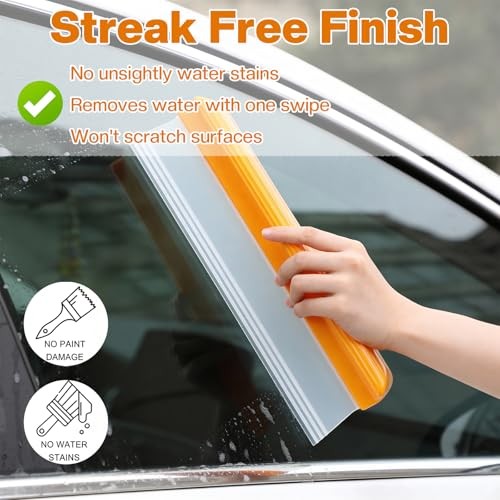 Car Squeegee, 6 Pack 12 inch Flexible Car Water Scraper Tool Silicone Window
