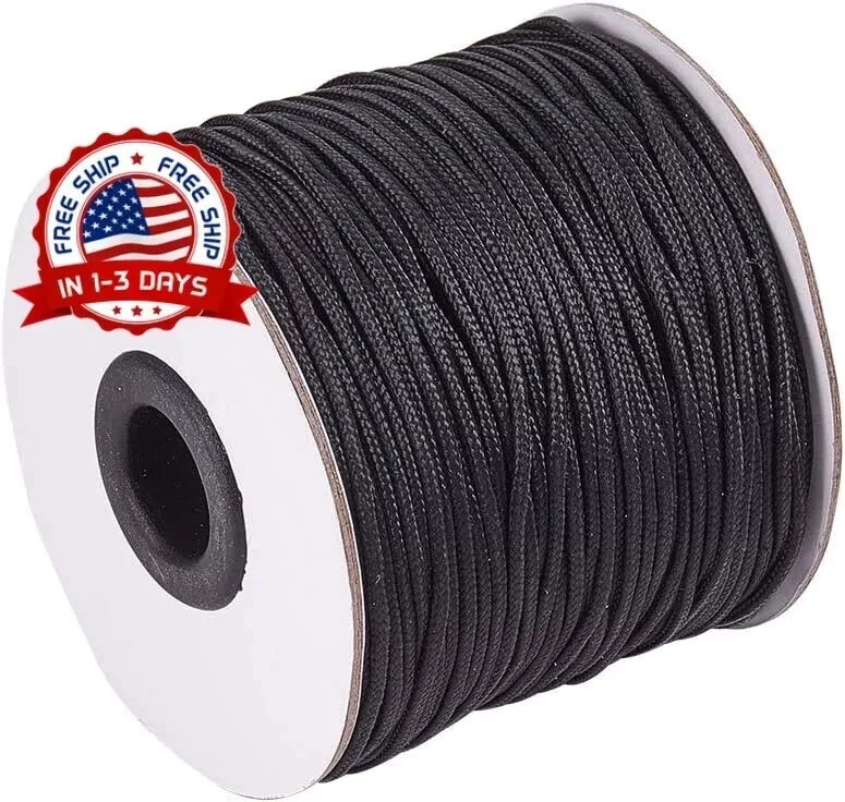 1.5mm 100 Yard Black Nylon Cord Wind Chime Cord Replacement Braided Blind String